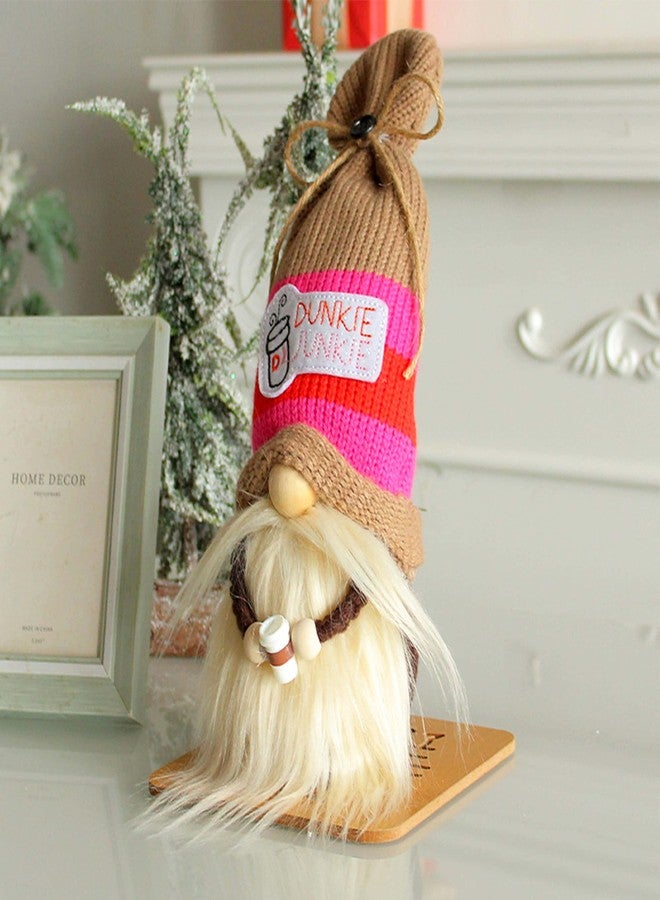 AWISBI Coffee Gnome Plush Coffee Bar Decor, Farmhouse Coffee Decor for Coffee Bar, Handmade Scandinavian Swidish Tomte Tiered Tray Kitchen Decor, Coffee Lover Gift, 10inch - Image 3